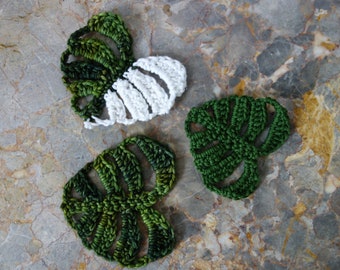 PDF Crochet PATTERN - Monstera Deliciosa Leaf Coasters/DIY Leaves Garland/ Monstera Albo Variegata/ Thai Constellation