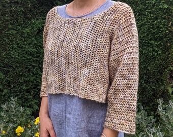 Crochet PATTERN- Straws Crop Top/ Rustic Shoulders Coverup/ Boho Shrug/ Cropped Summer Sweater/ Malabrigo Susurro