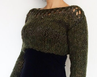 Sweater Knitting Pattern: Woodland Boho Cropped Top (PDF File Download)