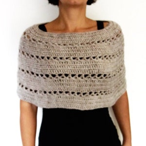Crochet PATTERN Oatmeal Capelet/ Chunky Knit Shoulders Warmer/ Handmade Shoulders Coverup image 1