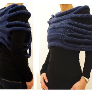 Knitting PATTERN London Ribbed Capelet/Winter Shrug/ Chunky Knit Vest/Handmade Cozy Blue Wrap image 1