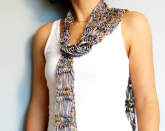 Knitting Pattern - Skinny Scarf/Long Tape Yarn Scarf/ Summer Accessories