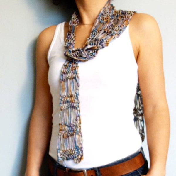 Knitting Pattern - Skinny Scarf/Long Tape Yarn Scarf/ Summer Accessories