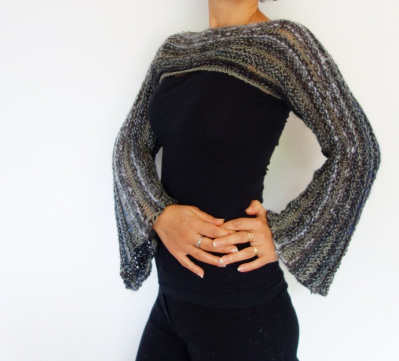 Knitting PATTERN Shredded Crop Sweater/ Loose Knit Boho 