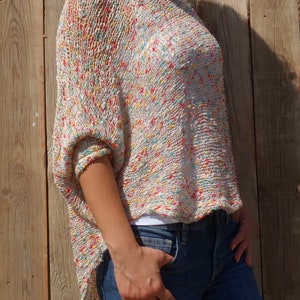 トップス lawgy pattern compact sleeve hole knit Knitting PATTERN- Confetti Loose Knit Sweater/ Batwing