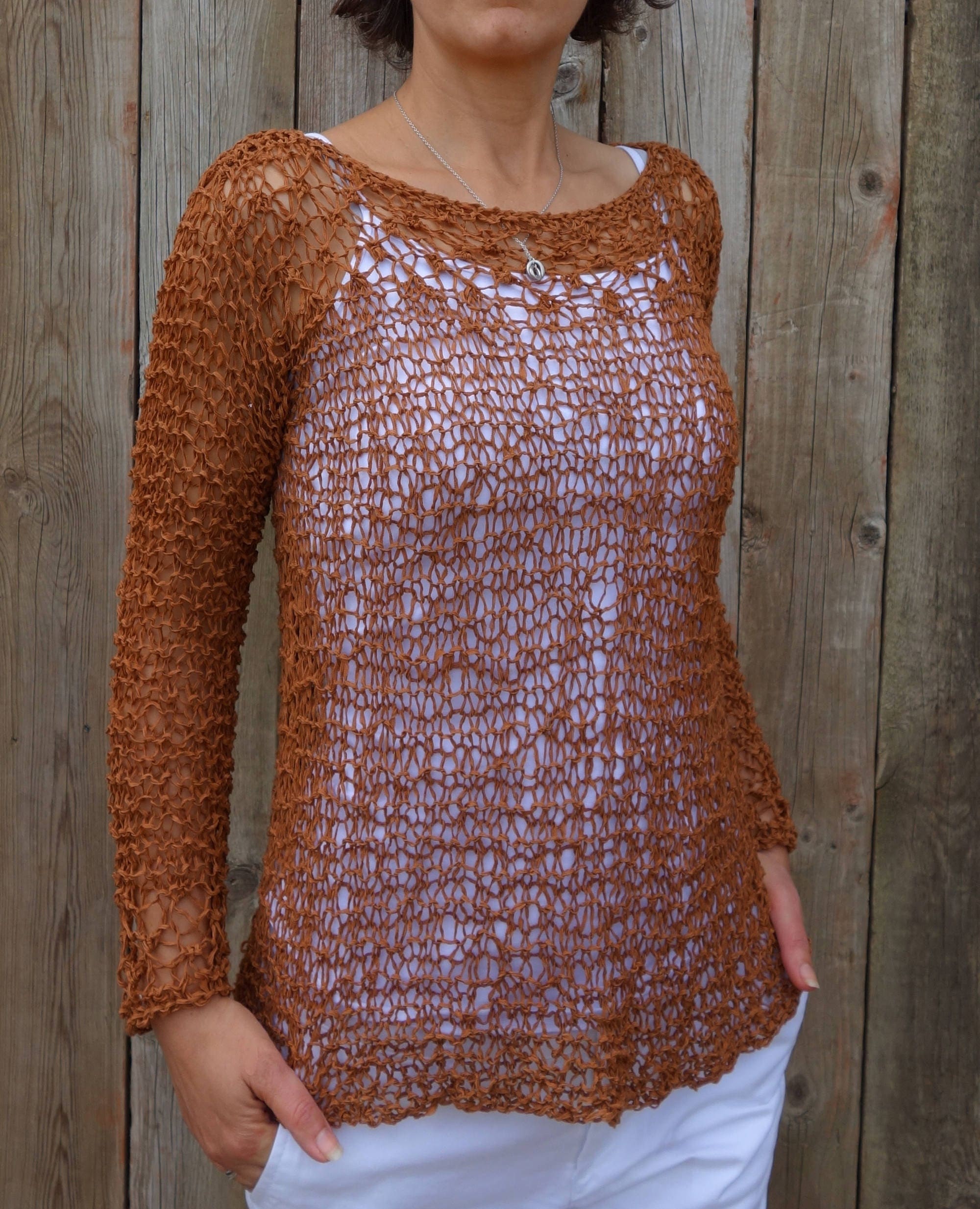 Knitting PATTERN Positano Top/loose Knit Boho Sweater/ Laced - Etsy