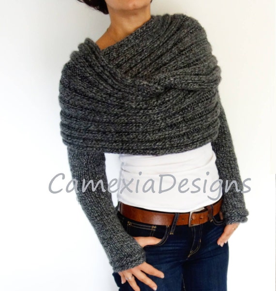 Knitting PATTERN Convertible Scarf With Sleeves/ Wrap Around - Etsy