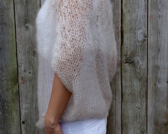 Knitting PATTERN - Latte Sweater/ Loose Knit Mohair Top/ Two Tones