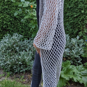 Crochet PATTERN Mermaid Long Cardi/ Boho Style Beach Coverup/See-through Duster/Laced Cardigan image 4