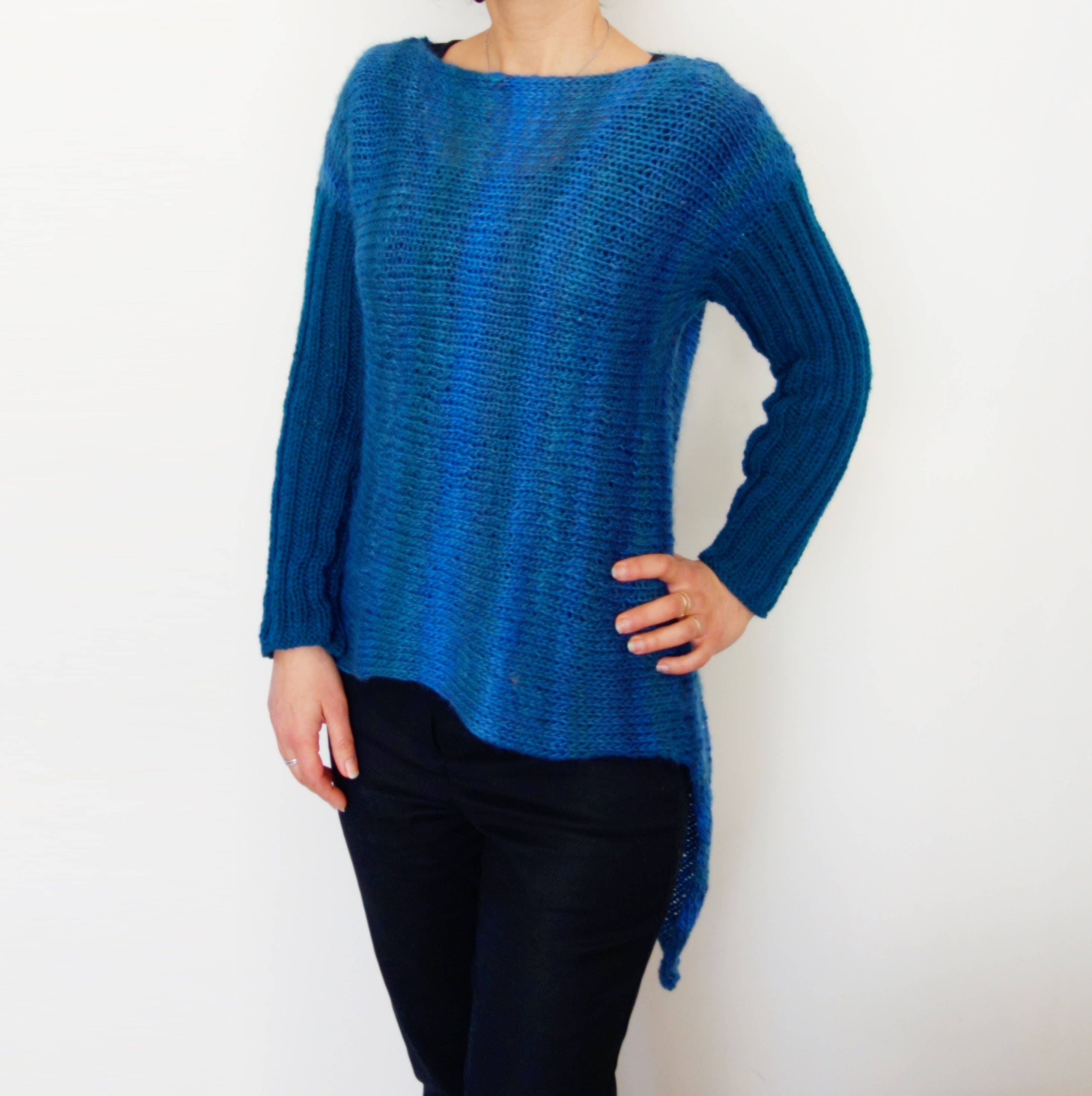 Knitting PATTERN Open Back Long Asymmetrical Sweater/ Loose Etsy UK