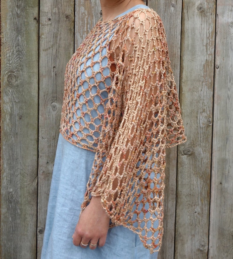 Crochet PATTERN Lelant Top/ Rustic Shoulders Coverup/See-through Boho Shrug/Mykonos Shrug Inspired/ Cropped Sweater image 5