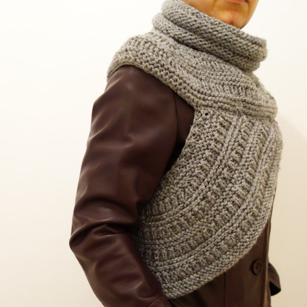 Knitting PATTERN - Easy Knit Katniss Inspired Wrap/Mockingjay Cowl/Hunger Games Coverup --- (Adults and Kids Size)