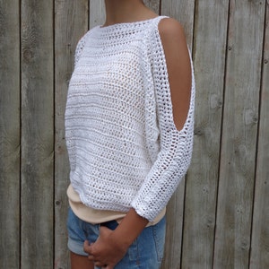 Sweater Crochet PATTERN Lily of the Valley CropTop/ Modern Rustic Coverup/Open Shoulder Jumper image 3