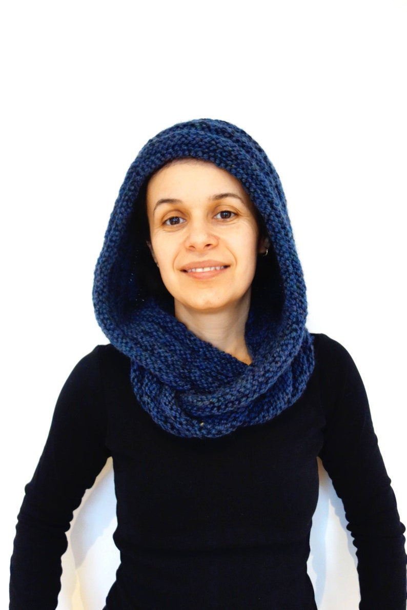 Knitting PATTERN Hooded Ribbed Infinity Scarf/Cowl/Loop/Wrap ..... Adult and Kid Size image 2