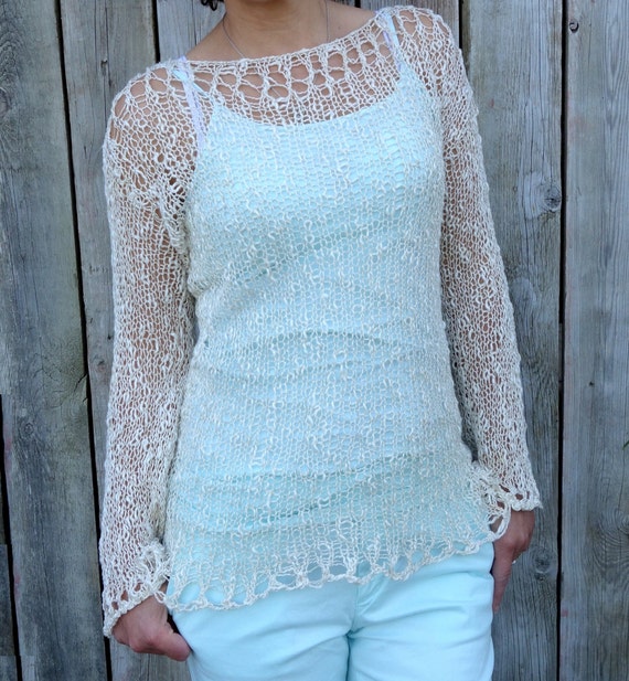 Knitting PATTERN Sorrento Sweater Loose Knit Beach Cover Up Laced Summer Top oversized Cotton Tank Top Coverup Etsy UK