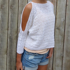 Sweater Crochet PATTERN Lily of the Valley CropTop/ Modern Rustic Coverup/Open Shoulder Jumper image 5