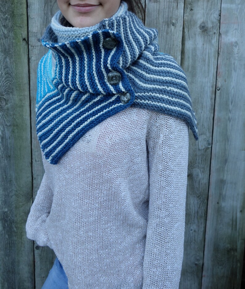 Knitting PATTERN Algarve Shawl/Ombre Striped Wrap/Winter Cowl/Oversized Scarf image 3