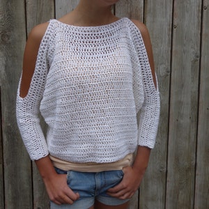 Sweater Crochet PATTERN Lily of the Valley CropTop/ Modern Rustic Coverup/Open Shoulder Jumper image 4