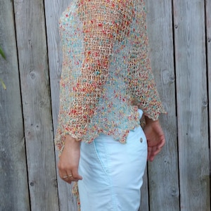 Knitting PATTERN- Confetti Asymmetrical Poncho, See-through Laced Wrap/Loose Knit Beach Coverup/Wedding Bolero Cape Accessory