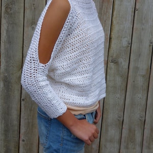 Sweater Crochet PATTERN Lily of the Valley CropTop/ Modern Rustic Coverup/Open Shoulder Jumper image 7