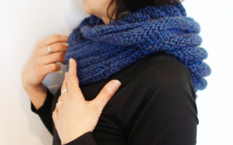 Knitting PATTERN Hooded Ribbed Infinity Scarf/Cowl/Loop/Wrap ..... Adult and Kid Size image 3