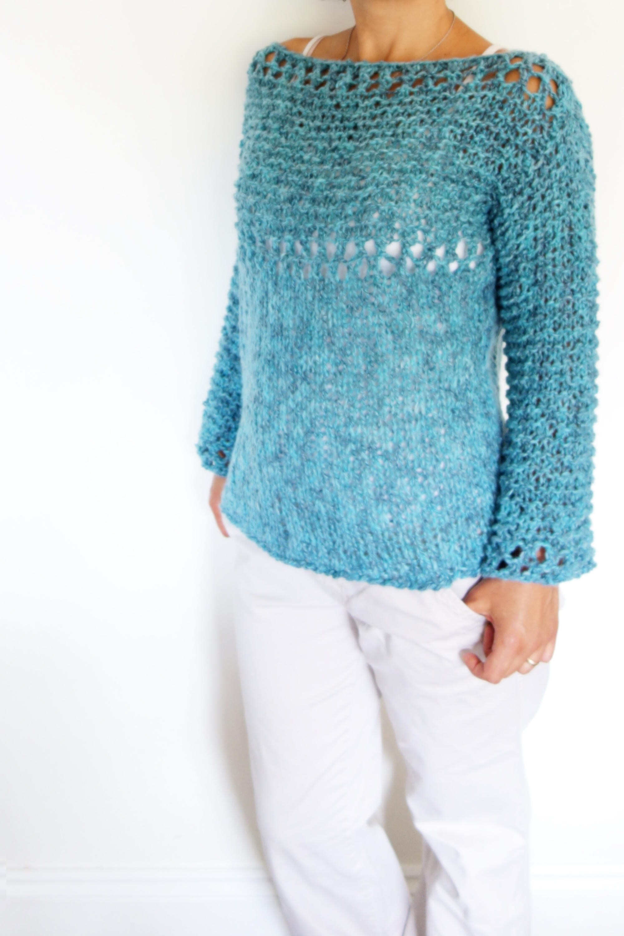 Knitting PATTERN Lagoon Loose Knit Sweater/ Open Knit Etsy UK