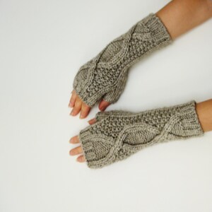 Knitting PATTERN Oatmeal Cabled Fingerless Mitts/ Handmade Knit Unisex Accessories/Driver Gloves/Arm Warmers image 3