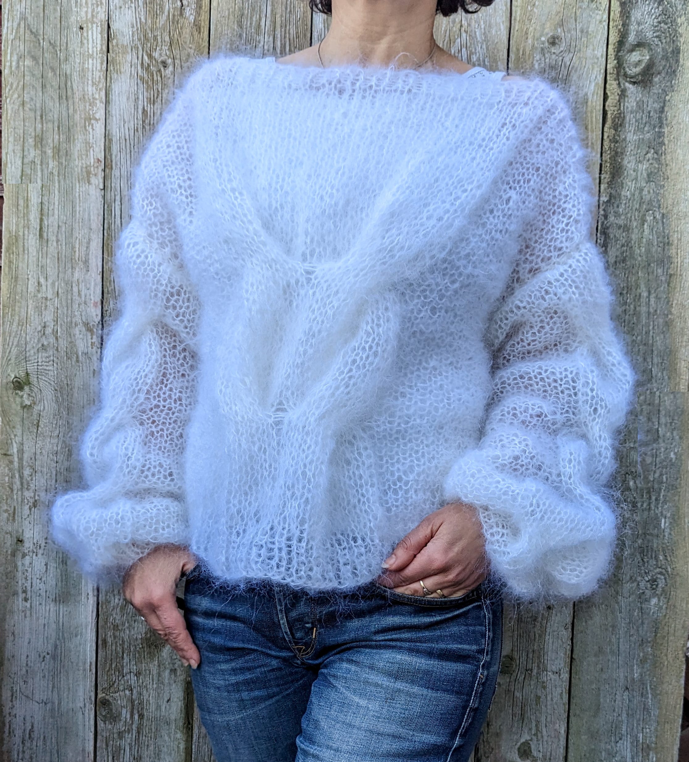 ANDMARY Fluffy loose knit white Fluffy loose knit 【公式通販】