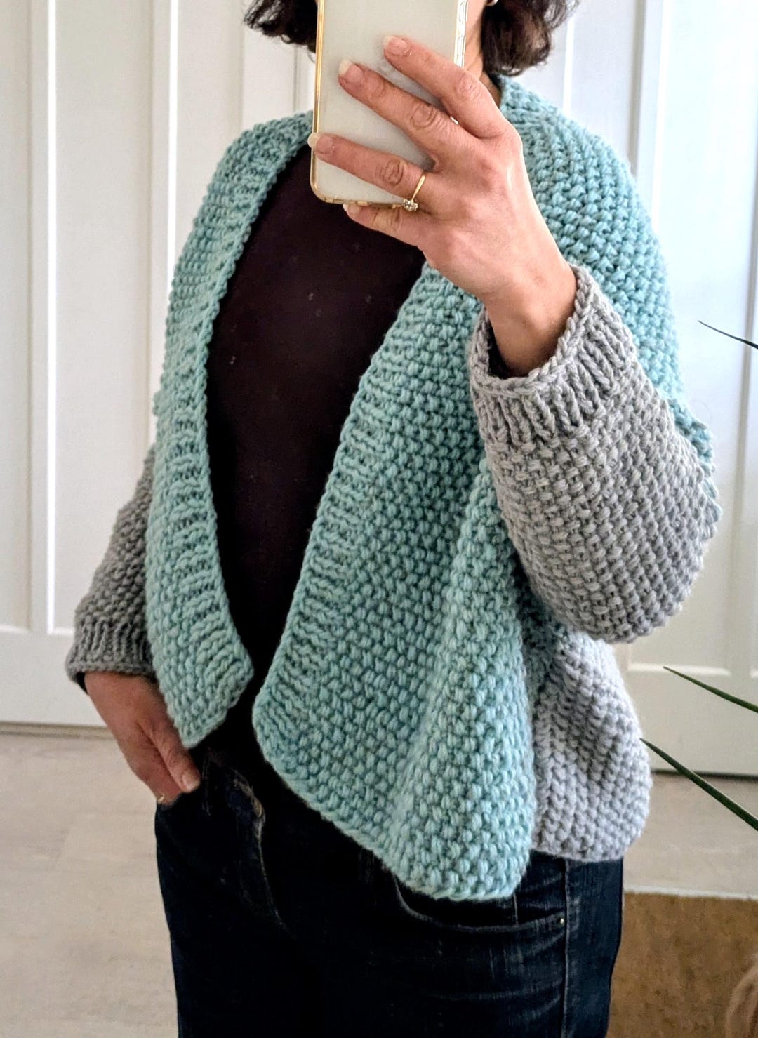 Knitting PATTERN- Gradient Ombre Cardigan, Seed Stitch Cardigan, Two ...