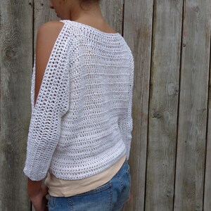 Sweater Crochet PATTERN Lily of the Valley CropTop/ Modern Rustic Coverup/Open Shoulder Jumper image 6