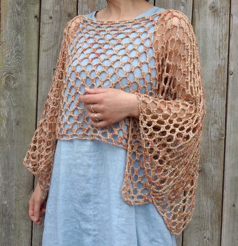 Crochet PATTERN Lelant Top/ Rustic Shoulders Coverup/See-through Boho Shrug/Mykonos Shrug Inspired/ Cropped Sweater image 6