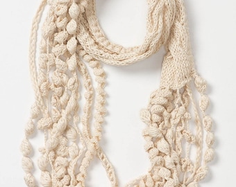Knit&Crochet PATTERN- Boho Chic Infinity Skinny Scarf / Cowl/ Crochet Necklace/ Chunky Necklace