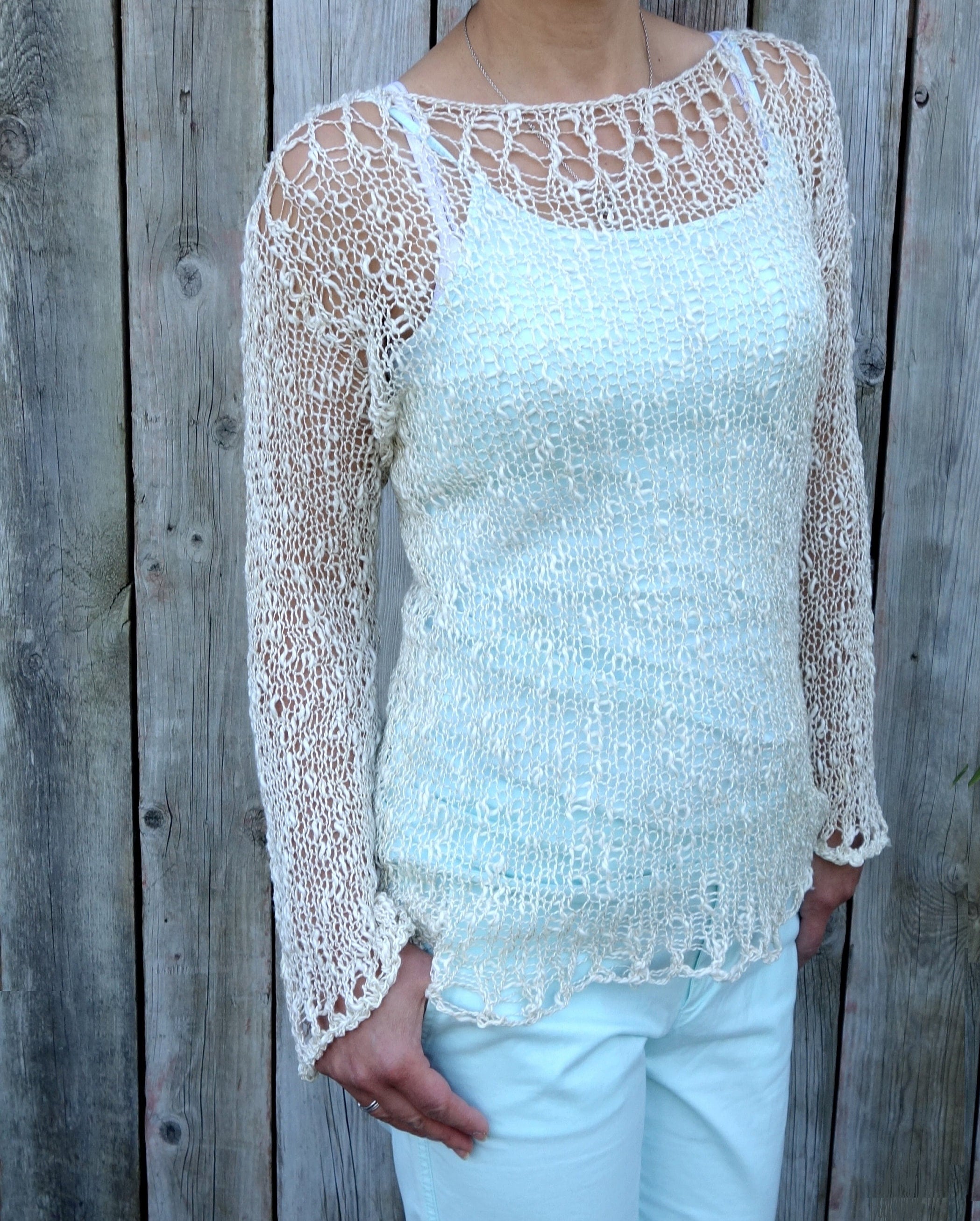 トップス andequal sheer pattern knit Sheer Knitted Top Pattern - Etsy