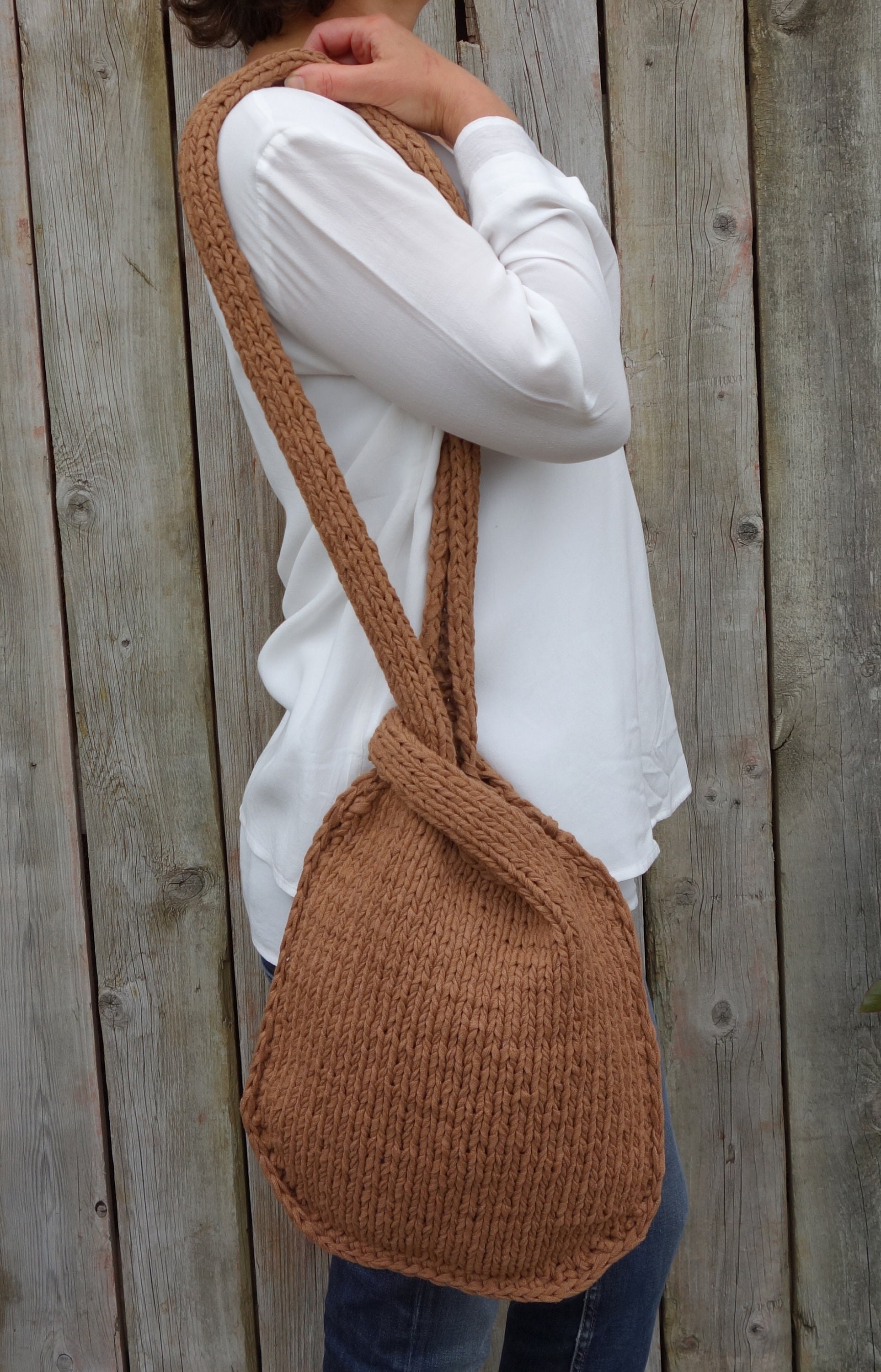 PDF Knit PATTERN - Japanese Knot Bag/ Long Shoulder Strap Sling