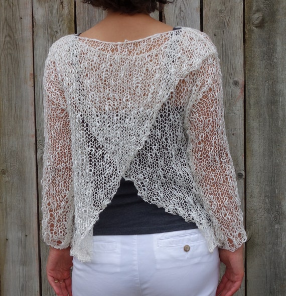 Knitting PATTERN Shredded Crop Sweater/ Loose Knit Boho 