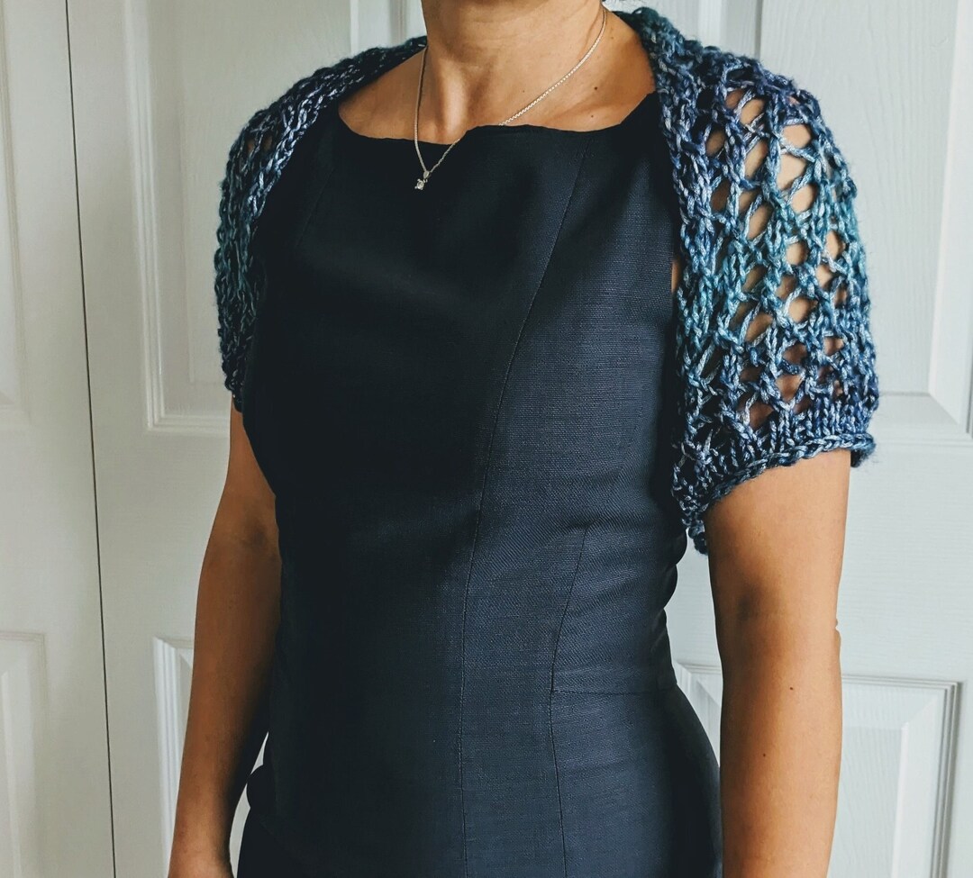 Knitting PATTERN Leeds Shrug, Wedding Loose Knit Shoulders Coverup, Super Chunky Lace Bridal