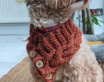 Chunky Dog Cowl Knitting PATTERN: Buttoned Pet Snood (PDF File)