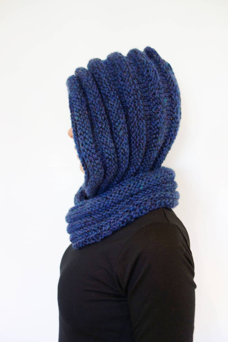 Knitting PATTERN Hooded Ribbed Infinity Scarf/Cowl/Loop/Wrap ..... Adult and Kid Size image 5