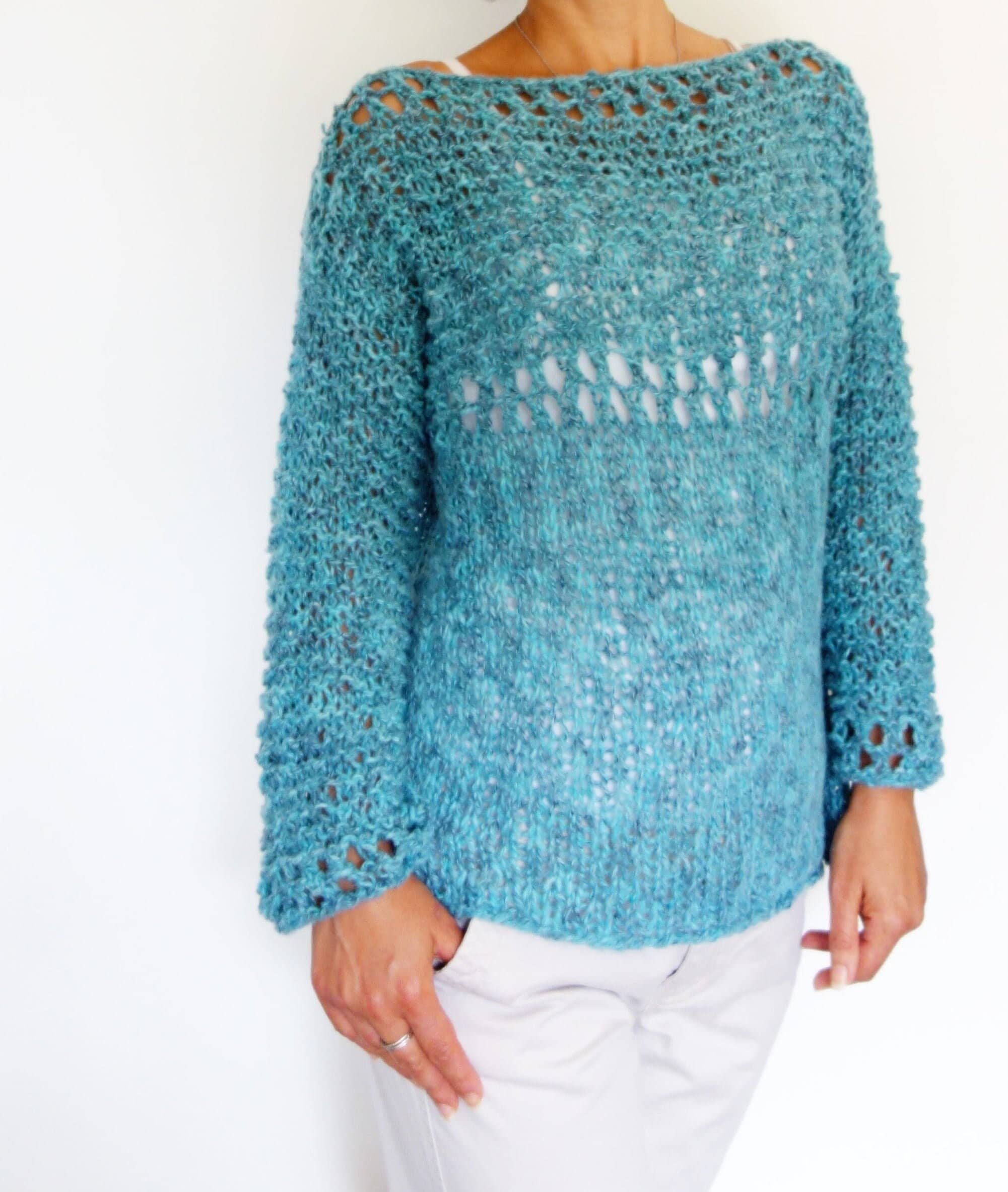 Knitting PATTERN Lagoon Loose Knit Sweater/ Open Knit - Etsy