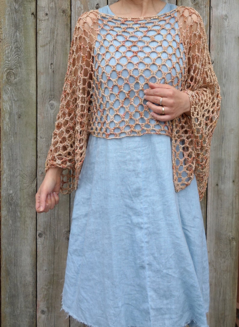 Crochet PATTERN Lelant Top/ Rustic Shoulders Coverup/See-through Boho Shrug/Mykonos Shrug Inspired/ Cropped Sweater image 3