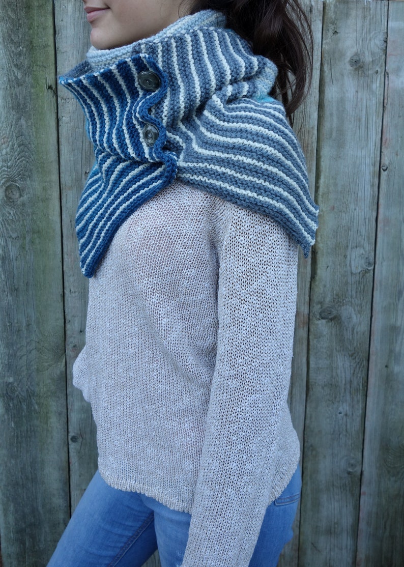 Knitting PATTERN Algarve Shawl/Ombre Striped Wrap/Winter Cowl/Oversized Scarf image 5