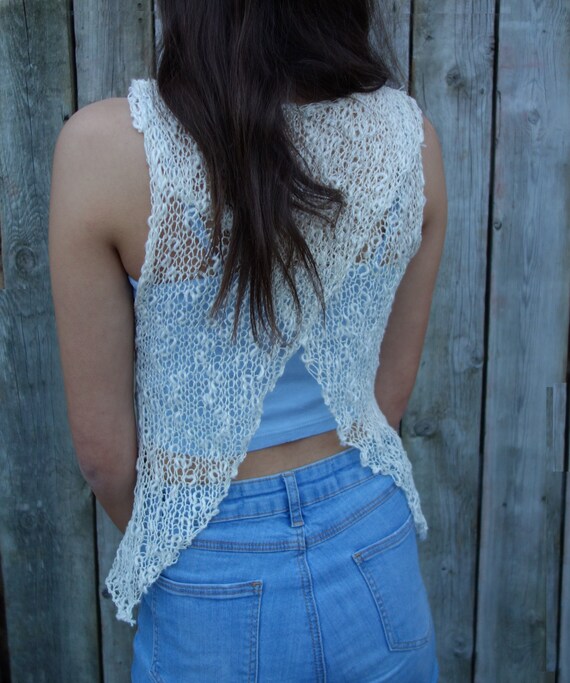 Knitting PATTERN - Froth Top/ Laced Loose Knit Cotton Cover