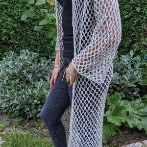 Crochet PATTERN Mermaid Long Cardi/ Boho Style Beach Coverup/See-through Duster/Laced Cardigan image 2
