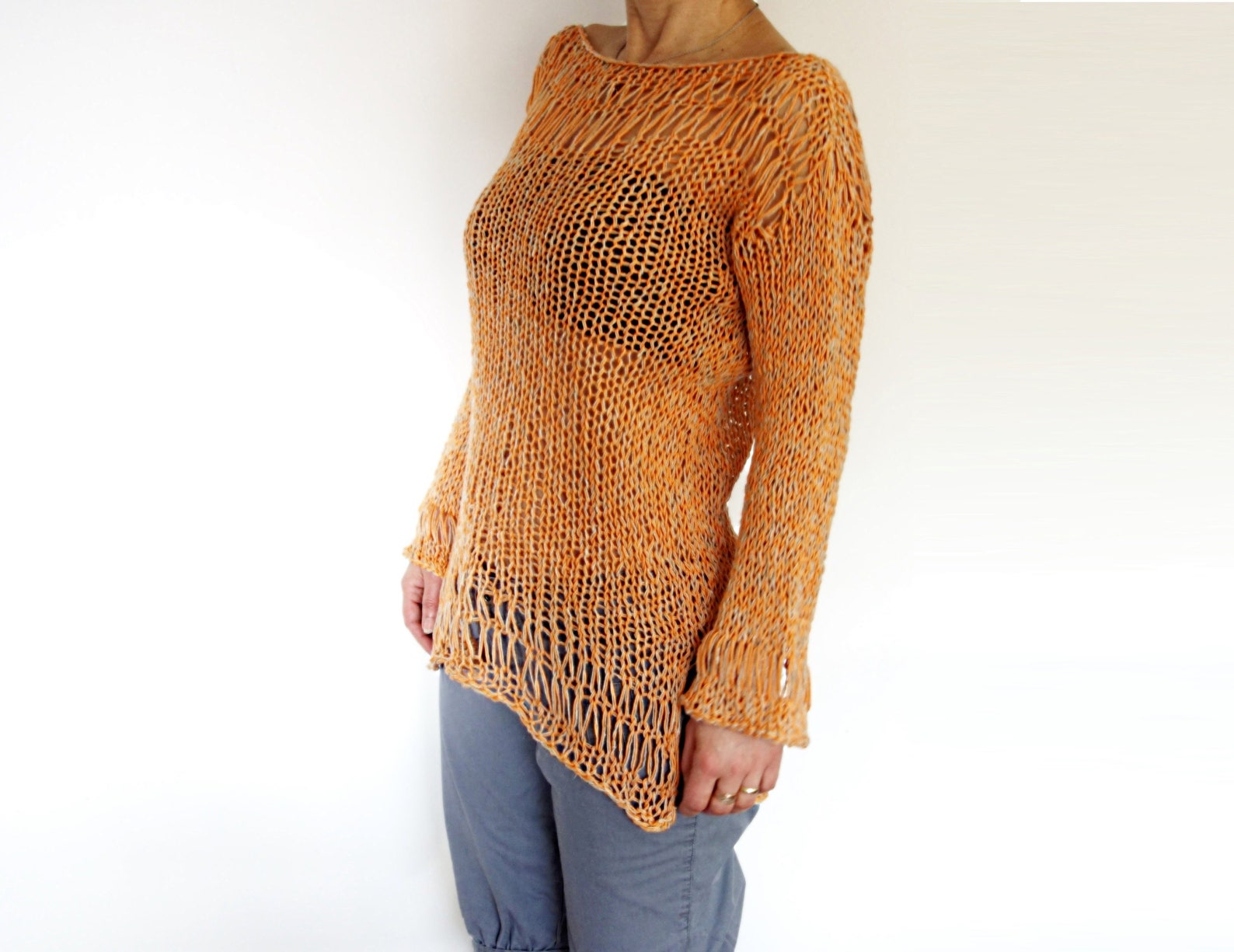 Knitting PATTERN Sunset Sweater/loose Laced Knit Beach Cover Etsy UK