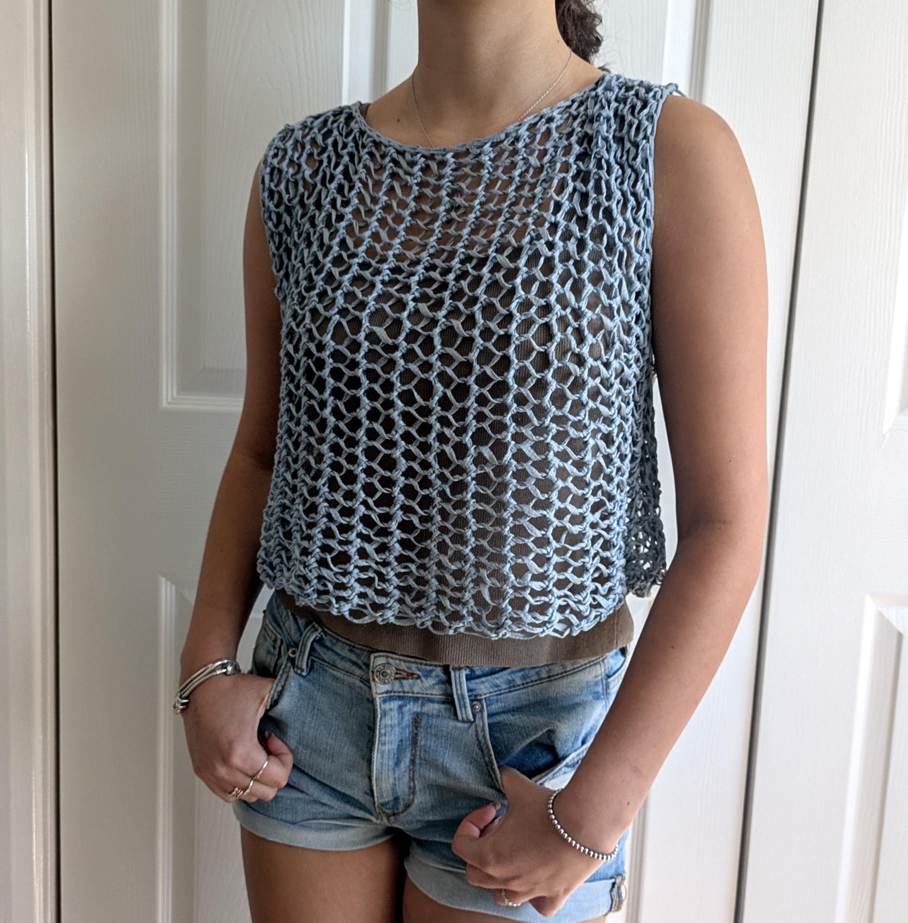 Knitting PATTERN - Honeycomb Sleeveless Top/ Lace Knit Beach
