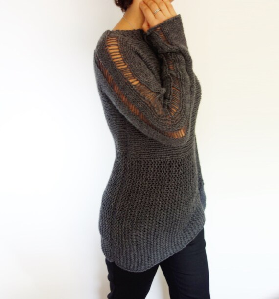Sweater Knitting Pattern Slim Thumb Hole Sweater Long Hand Etsy