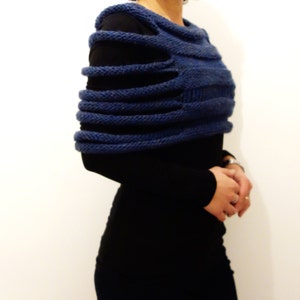 Knitting PATTERN London Ribbed Capelet/Winter Shrug/ Chunky Knit Vest/Handmade Cozy Blue Wrap image 2