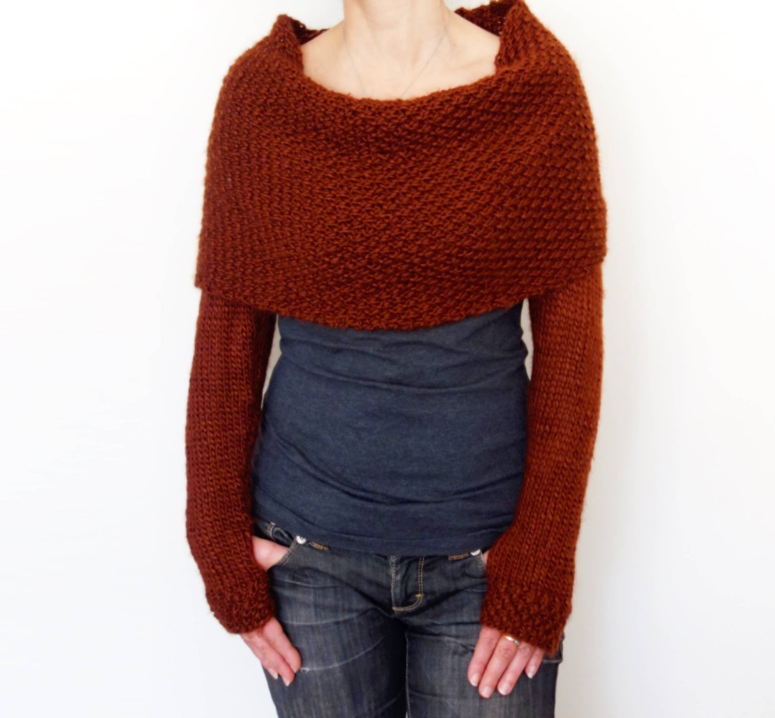 Knitting PATTERN Rust Wrap Around Sweater Scarf/ - Etsy