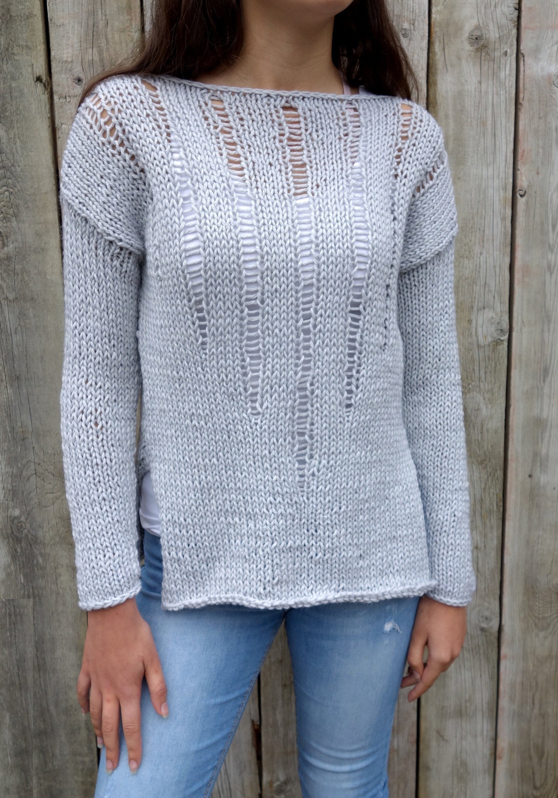 Sweater Knitting PATTERN Ripped/ Loose Knit Jumper/ off the - Etsy