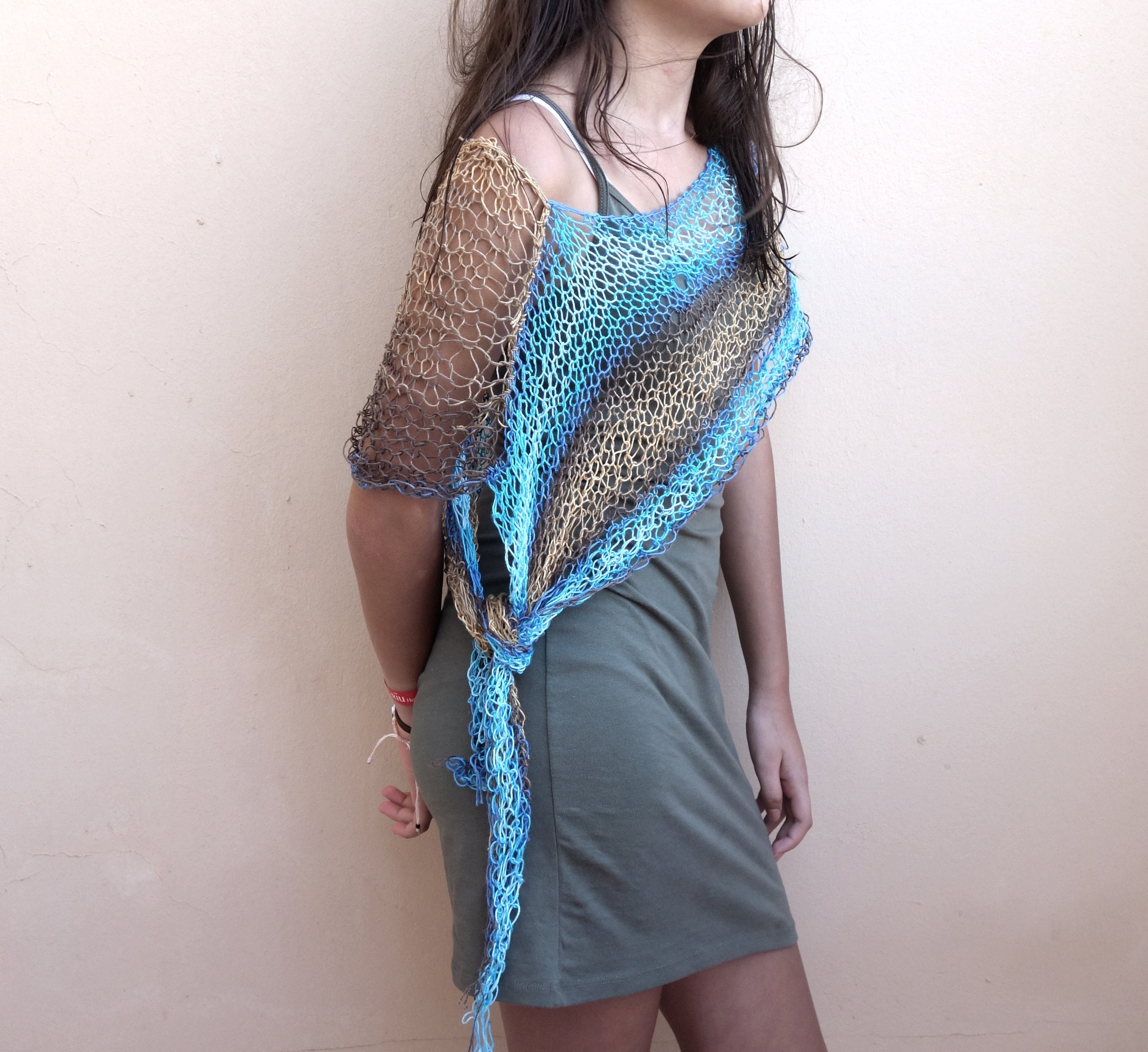 Knitting PATTERN- Cornwall Wrap/ Asymmetrical Loose Knit Summer Poncho ...
